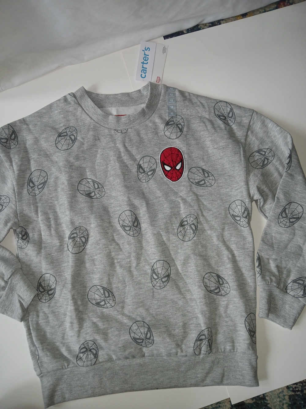 Marvel Spider-Man Boys NWT Fleece Crewneck Sweatshirt Gray Size 12 D0392